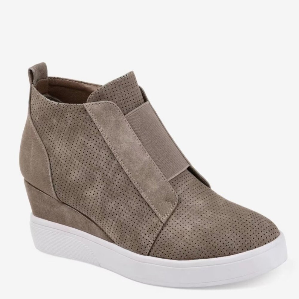 Journee Clara Wedge Sneaker ~ Taupe 8.5